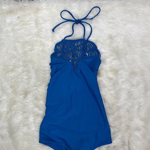 Mikoh Avalon Macrame High Neck Halter One Piece Swimsuit Size XS NWT - Picture 12 of 14
